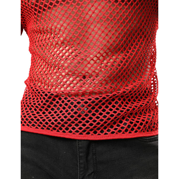 Чоловіча футболка JOGAL з ефектом прозорості, сітчаста, червона, розмір XXL