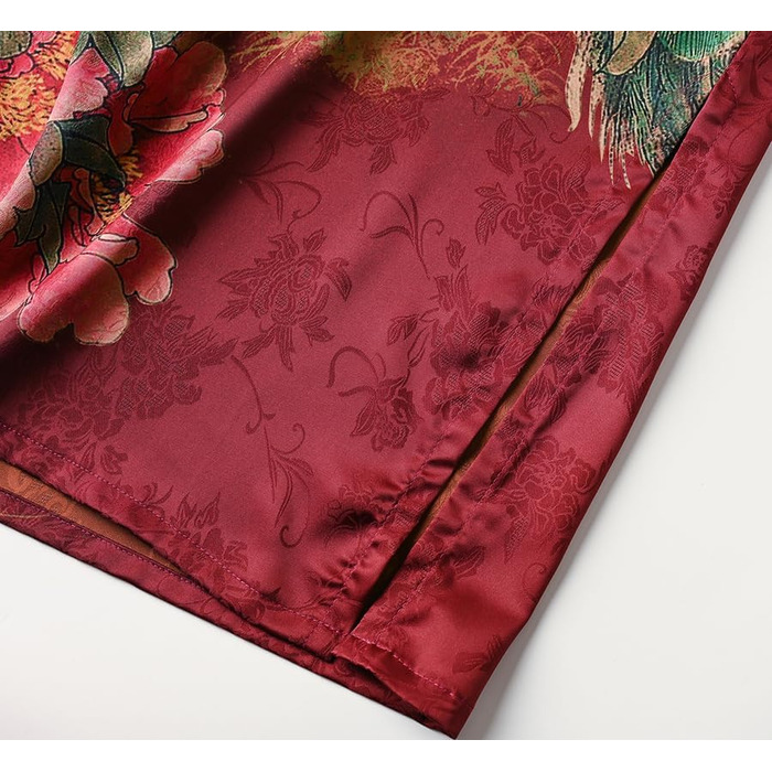 Жіночий халат-кімоно Ledamon: довгий, квітковий, бордовий (один розмір)