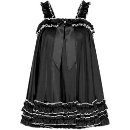 Чорне мереживне боді-сукня Satini Dessous Sissy з рюшами, XXL – для косплею та перевдягання