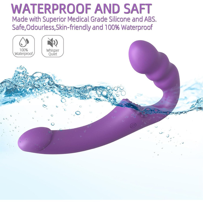 Вібратор для пар з двома головками та пультом керування - 15 режимів, для стимуляції клітора та G-точки, фіолетовий