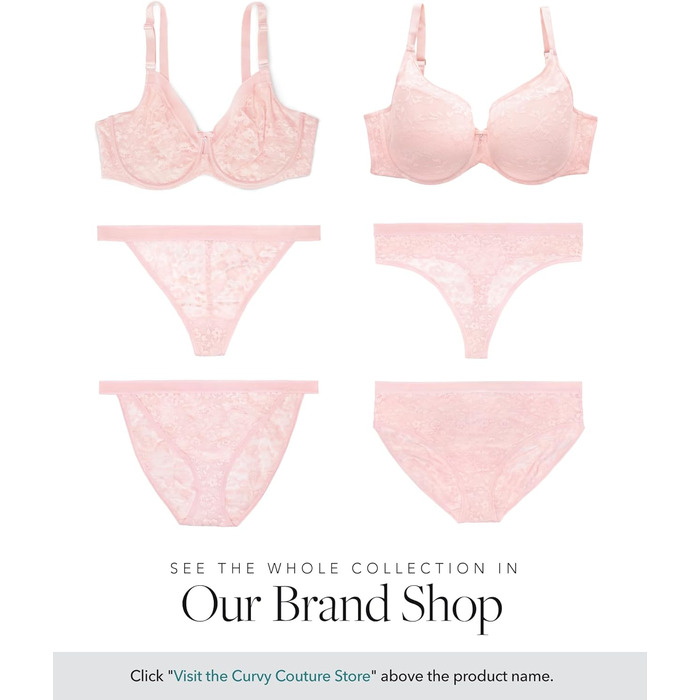 Трусики-бра бюстгальтер Curvy Couture з мереживом та глибоким вирізом, 80E, Червона роза