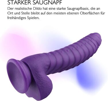 Реалістичний дилда для жінок 22 см, MOCOYA з сильним присоском, іграшки для дорослих, дилда для вагінального та анального використання (чорний, фіолетовий)