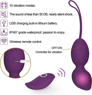 Тренувальні кулі для впрас для жінок - набір з 4 шт. для контролю сечового міхура та зміцнення м'язів тазового дна, медичний силікон, фіолетовий