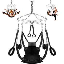 Гойдалка для дорослих BDSM Onyx 360° поворотна, стельовий ремінь для приміщень, розширена комфортна платформа, комплект