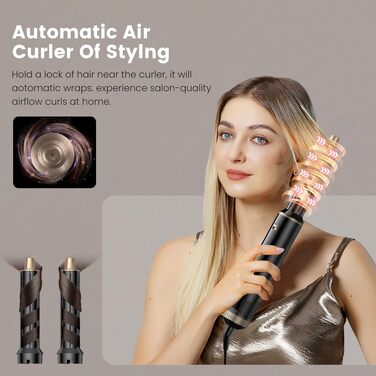 Мультистайлер для волосся 5 в 1 Haarstyler 1000W: фен-щітка, гофре, вирівнювач та насадки для завивки, білий