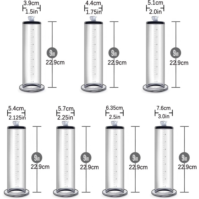 Вакуумний насос для збільшення пеніса з манометром та 7 кільцями. Мануальна помпа для чоловіків, 5.7 см