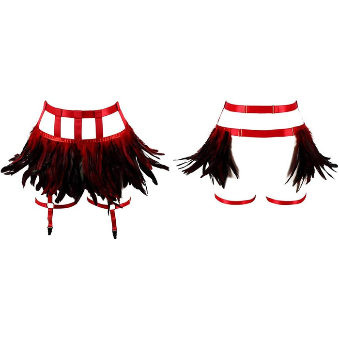 Жіночі мереживні набедрені стрічки, набедрені стрічки, ремінь у стилі панк-готи, ремінь-підтяжки, регульовані, з вирізом, для клубу, вечірки, танців, фестивалів (білий) (червоний)