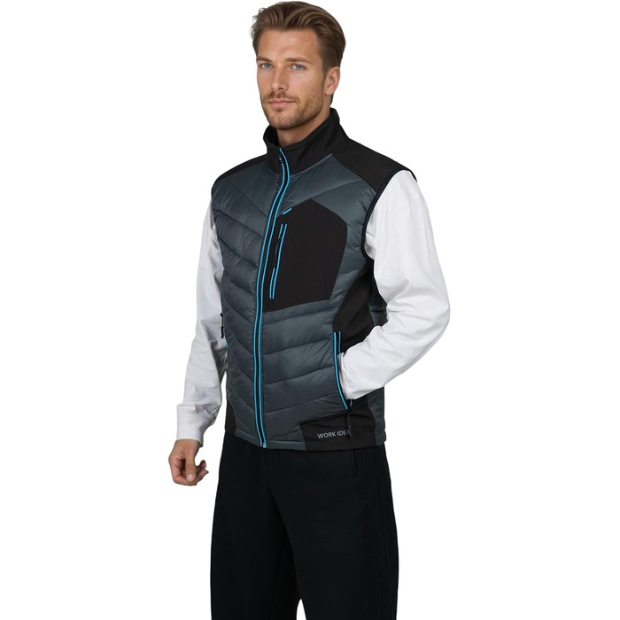 Чоловічий жилет Softshell WORK IDEA: водовідштовхуючий, вітрозахисний, дихаючий спортивний жилет для бігу, їзди на велосипеді, гольфу та роботи (Сірий, XXL)