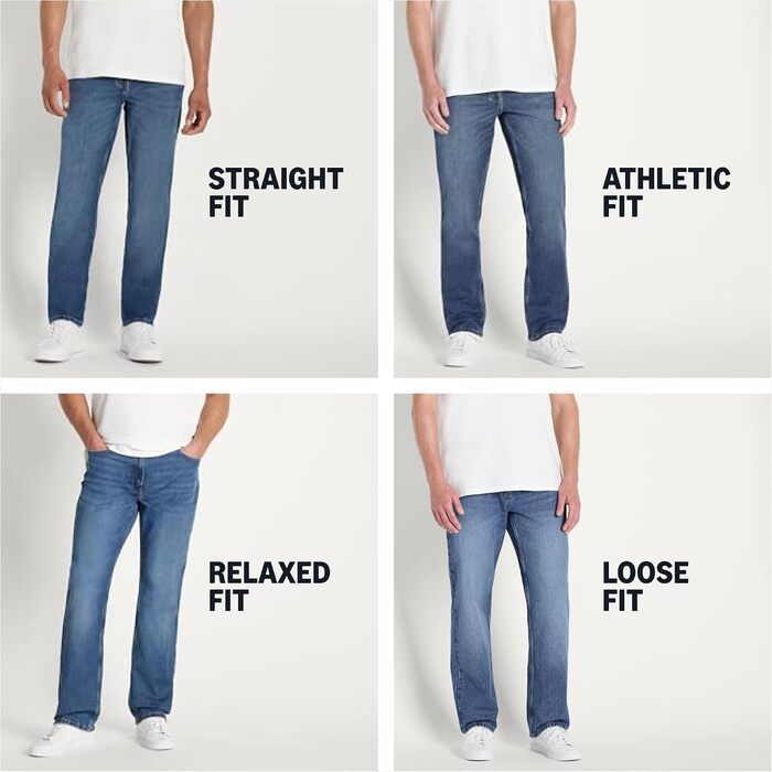 Чоловічі джинси Amazon Essentials Relaxed Fit, класичний середній синій колір, низька розтяжність, 36W / 32L