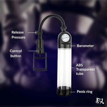 Пумпа для збільшення статевого члена з ручним приводом, 2 кільця, механізм натягу, барометричний дисплей, секс-іграшки для чоловіків, 22 см, прозора