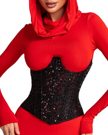 Корсет для фігури жіночий Meh-Korett Shine Black L, Body shaper, моделюючий, для схуднення