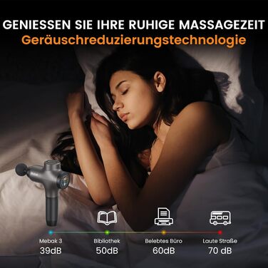 Перкусійний масажер Mebak 3 Massage Gun: електричний ручний масажер для м'язів та фасцій, 3200 об/хв, амплітуда 12 мм, 7 насадок, 5 рівнів інтенсивності, акумулятор 2600mAh (Сірий)