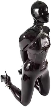 Костюм-комбінезон з латексу GAYLOP 3D з вирізаними котами, чорний, L