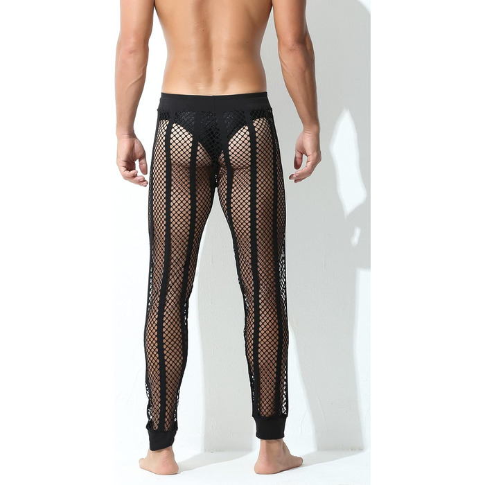 Чоловічі прозорі шорти/легінси FEOYA з сітки для дому, спорту та сну (XL, Чорний)