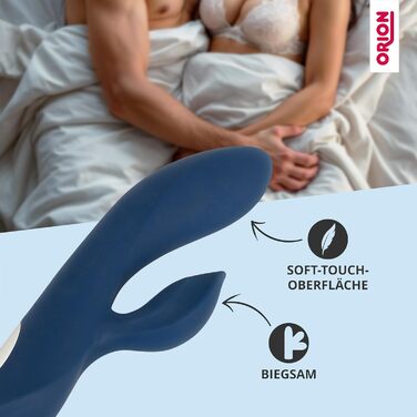 Вібратор ORION Rabbit-Vibrator: інтенсивна стимуляція, вагінальна та кліторальна, 10 режимів, блакитний, 20 см