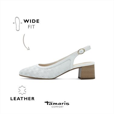 Жіночі шкіряні слінгбеки Tamaris Comfort — елегантні туфлі з відкритим каблуком, білі, розмір 40 EU