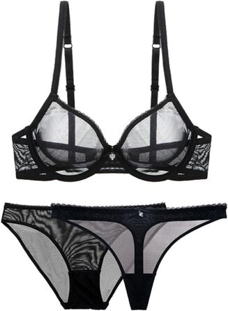 Сексуальна спідниця-сет з мереживом та мережаною тканиною DKLOVIFU Christas Pyjaa Daen-BH, прозора, чорна, розмір M