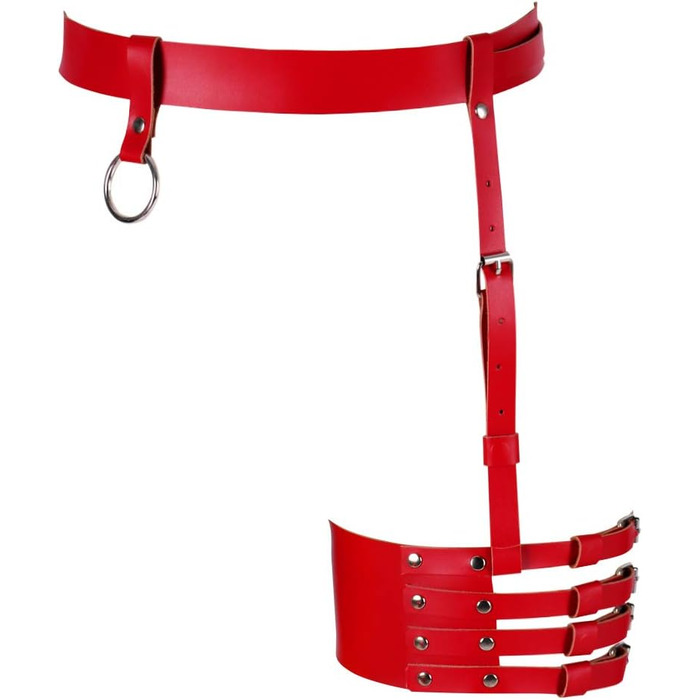 Жіночий шкіряний корсет для ніг, стрінг, пояс для панчіх, регульований, боді, кеш, панчохи, червоний