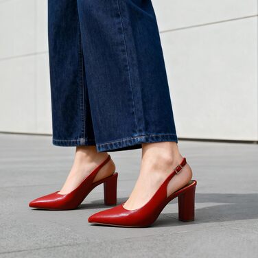 Жіночі туфлі-човники Dream Pairs з відкритим каблуком (Slingback), червоні, розмір 40.5 EU