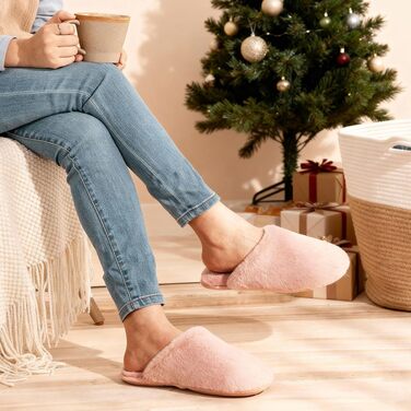 Жіночі домашні капці Snug Leaves з штучним хутром та ефектом пам'яті Memory Foam, рожеві, розмір 42/43 EU