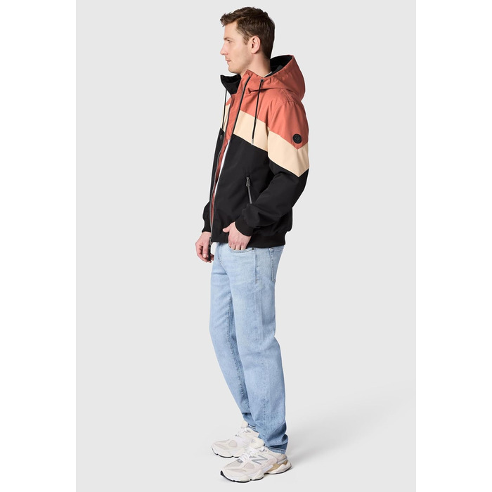 Чоловіча легка демісезонна куртка Ragwear Stewie Block: водонепроникна та дихаюча з капюшоном, колір Terracotta, розмір 3XL
