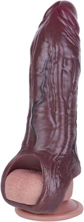 Силіконовий презерватив для чоловіків, подовжувач пеніса з реалістичною структурою, кільцем та венами. Для збільшення та подовження, секс-іграшка.