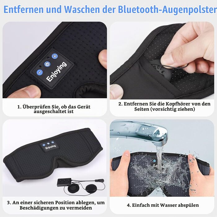 Маска для сну з Bluetooth-навушниками 3D, бездротові навушники для сну v5.4, дихаюча пов'язка для людей, що сплять на боці, для подорожей, йоги та медитації, миюча