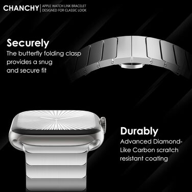 Металевий ремінець CHANCHY зі сталевих ланок для Apple Watch Ultra 2/1, Series 11/10/9/8/7/6/5/4/3/2/1, SE — Срібний, 38/40/41/42 мм