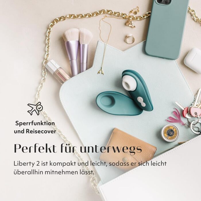 Womanizer Pleasure Air Toy: Вібратор для клітора з 8 рівнями інтенсивності, водонепроникний, перезарядний, для жінок та пар, колір – шавлія (Petrol, Liberty 2)