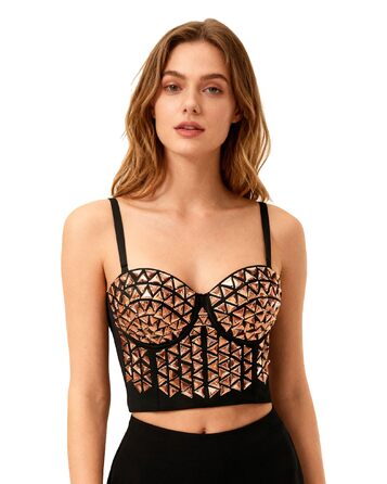 Жіночий топ-корсет Royal Smeela з блискітками, на тонких бретелях, бюстгальтер, золотий колір