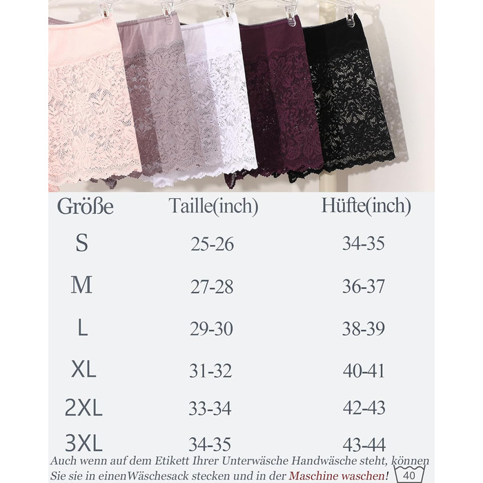 5 пар жіночої білизни: сексуальні панчіхи, трусики з мереживом, боксерки з бавовни, великі розміри S-3XL, чорний/бежевий/пудровий/фіолетовий/білий