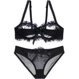 Комплект жіночої білизни Necalisi: бюстгальтер з пуш-ап та трусики, чорний, 34/75B
