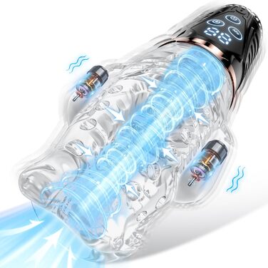 Електричний мастурбатор для чоловіків з 9 вібраційними режимами та 9 режимами вакуумної стимуляції, золотий. Іграшка для дорослих, соло-іграшка для чоловіків.