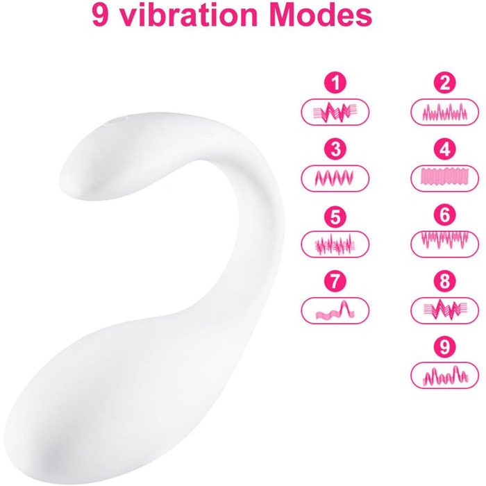 Вібратор для жінок та пар з 9 режимів вібрації, керування через додаток, тихий та потужний, білий