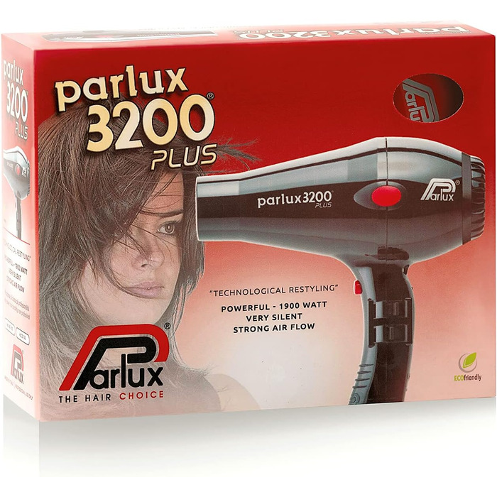 Професійний фен для волосся Parlux 3200 Plus Black для жінок та чоловіків, для догляду та стайлінгу, модель 995-36016