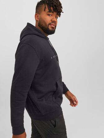 Чоловічий худі Jack & Jones JJESTAR JJ Sweat Hood — розслаблена посадка (Relaxed Fit), чорний, розмір 3XL