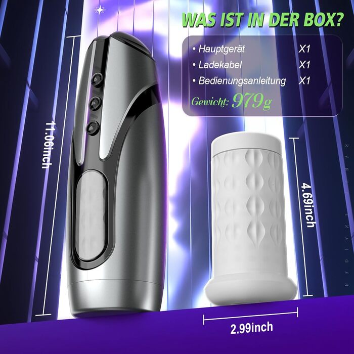 Електричний мастурбатор для чоловіків з 7 режимами вібрації та телескопічною функцією - секс-іграшка, вібратор для пеніса