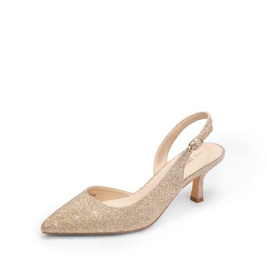 Жіночі босоніжки з відкритим носком та підборами Kitten Heels DREAM PAIRS, золотисті з блискітками, розмір 40 EU