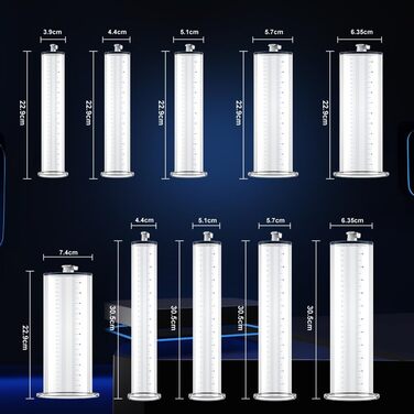 Прозоре трубкове з'єднання NAIXBTY для пеніс-помп з шкалою. Заміна для збільшення пеніса, покращення ерекції. Аксесуар для чоловічих інтим-іграшок (9 * 1.75inch)