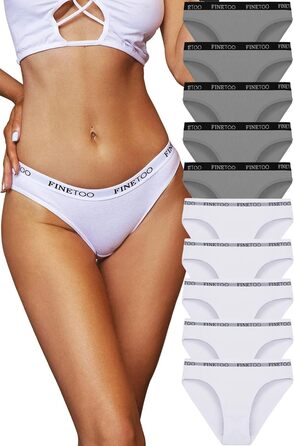 FINETOO 10 пар бавовняних трусів для жінок: дихаюча спортивна білизна, м'які, сексуальні труси, реінгвашка, спортивні пояси, труси-бікіні, багатопакова, S-X (білий*5, сірий квітка*5, L)