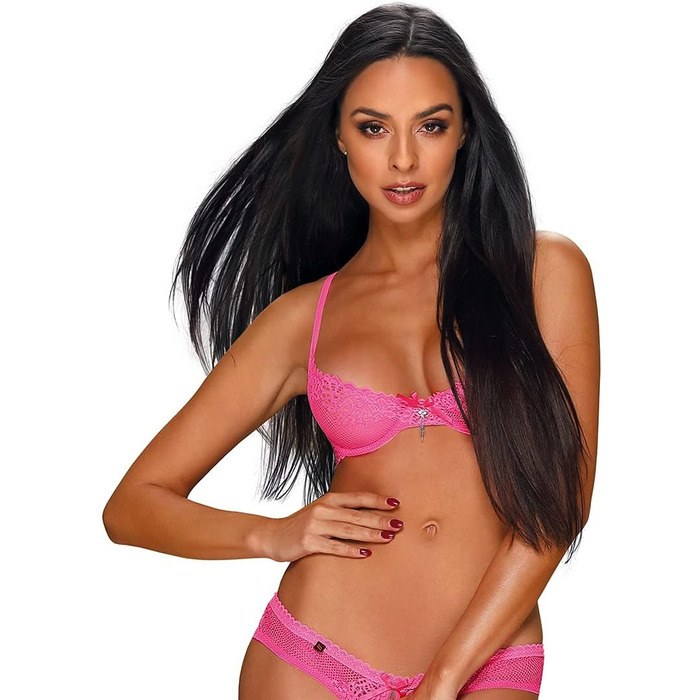 Сексуальний жіночий комплект нижньої білизни Selente Love & Fun: бюстгальтер, танга, бандаж, маска для очей, рожевий, L-XL, Made in EU