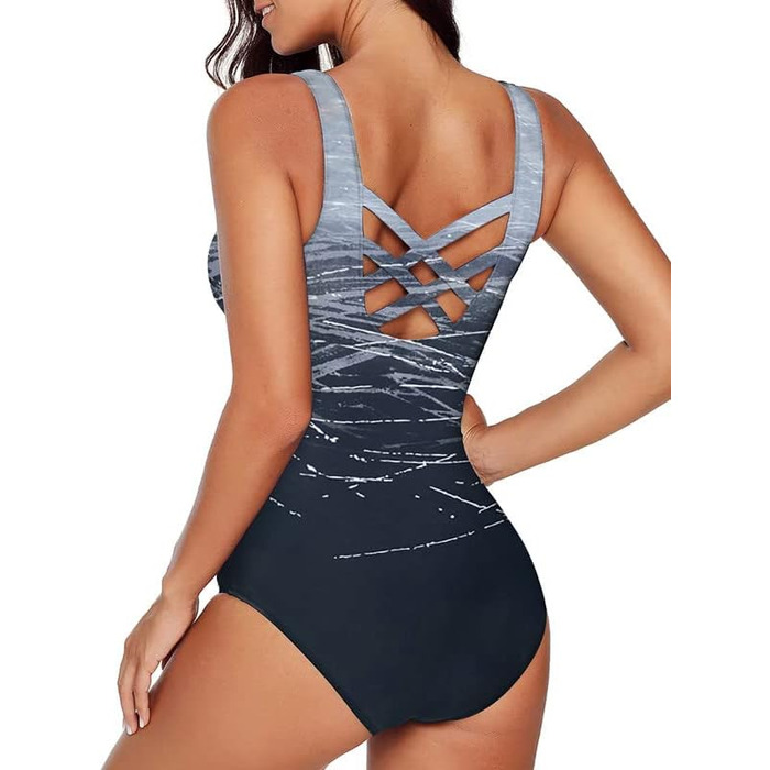 Світшот Bsubseach для жінок з контролем живота, купальник з перехресною спинкою, сірий, L