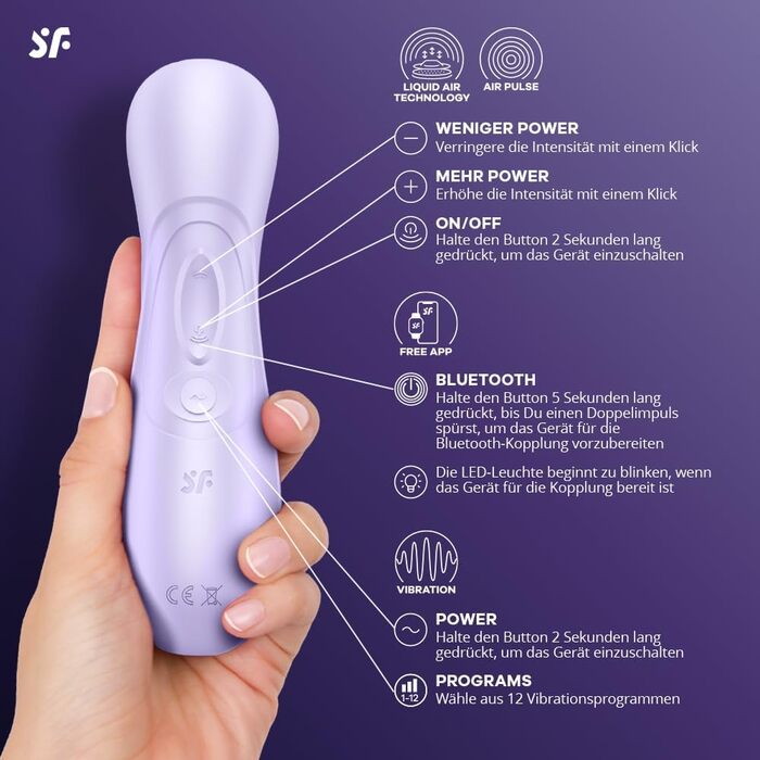 Вібратор Satisfyer Pro 2 Gen 3 з підключенням через APP | Технологія Liquid-Air | Тиха та потужна стимуляція клітора | Вібратор-пружина з вібрацією | Іграшка для дорослих, подарунок для жінок | Д*лдо (фіолетовий)