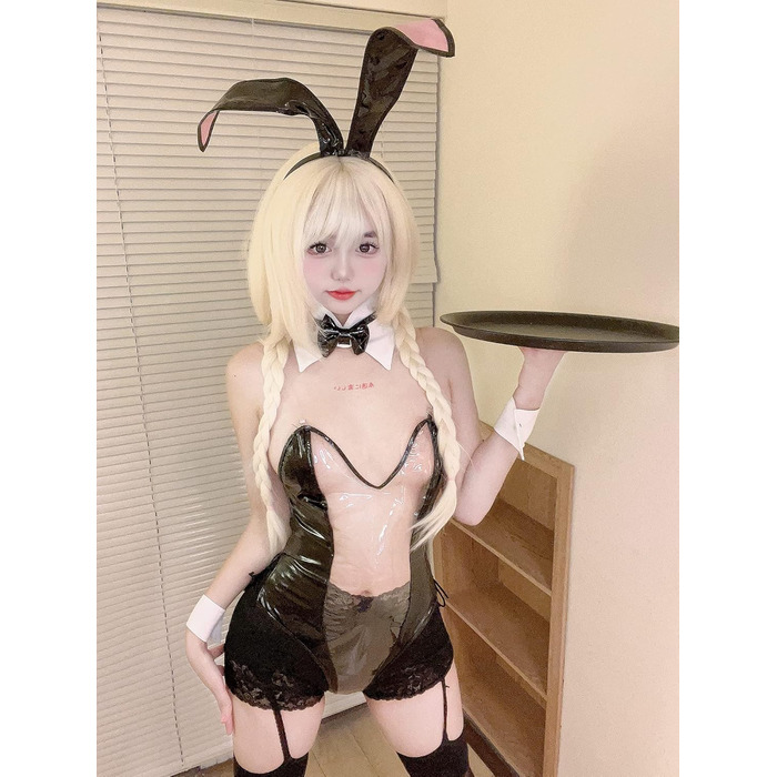 Костюм Зайчика для Дівчат JasmyGirls: Косплей, Рав, Карнавал, Хелловін. Прозорий шкіряний боді (Чорний, X-Small - Medium)