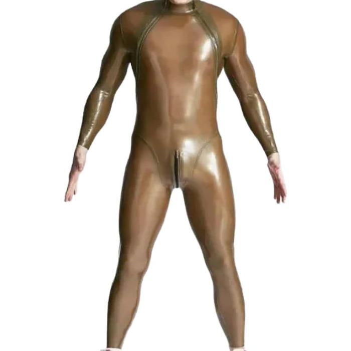 Комбінезон чоловічий з 100% натурального латексу ручної роботи, безкольоровий, XL