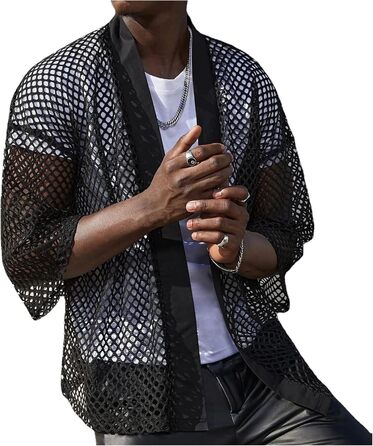 Чоловіча сітчаста футболка Detwen - прозора сорочка для клубу, чорна