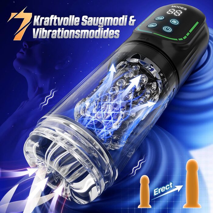 Електричний мастурбатор для чоловіків з телескопічною функцією, ротацією та функцією всмоктування. Реалістична імітація орального сексу, іграшка для чоловіків.