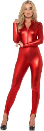 Костюм-комбінезон MIMIKRY Catsuit Rot Metallic Teufel Boxenluder Domina з лаку та шкіри, червоний, XS