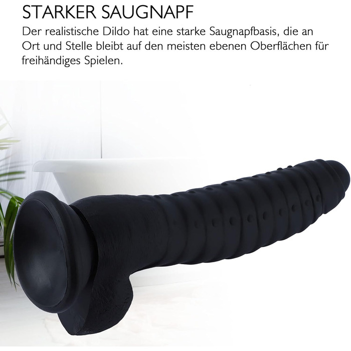 Реалістичний жіночий дилда G-Punkt 22см, MOCOYA з потужним присоском, чорний | Іграшки для дорослих