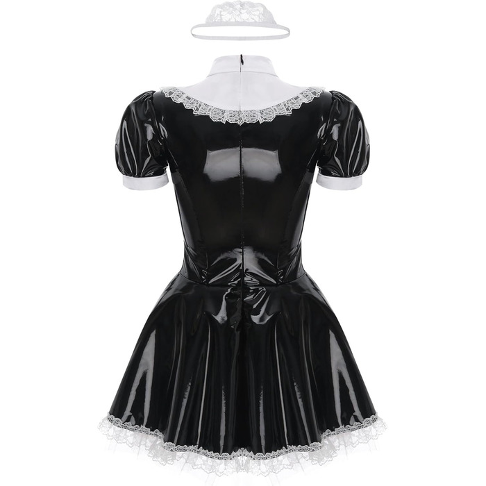 Костюм горничної з короткими рукавами, чорний (L), Xnihocha